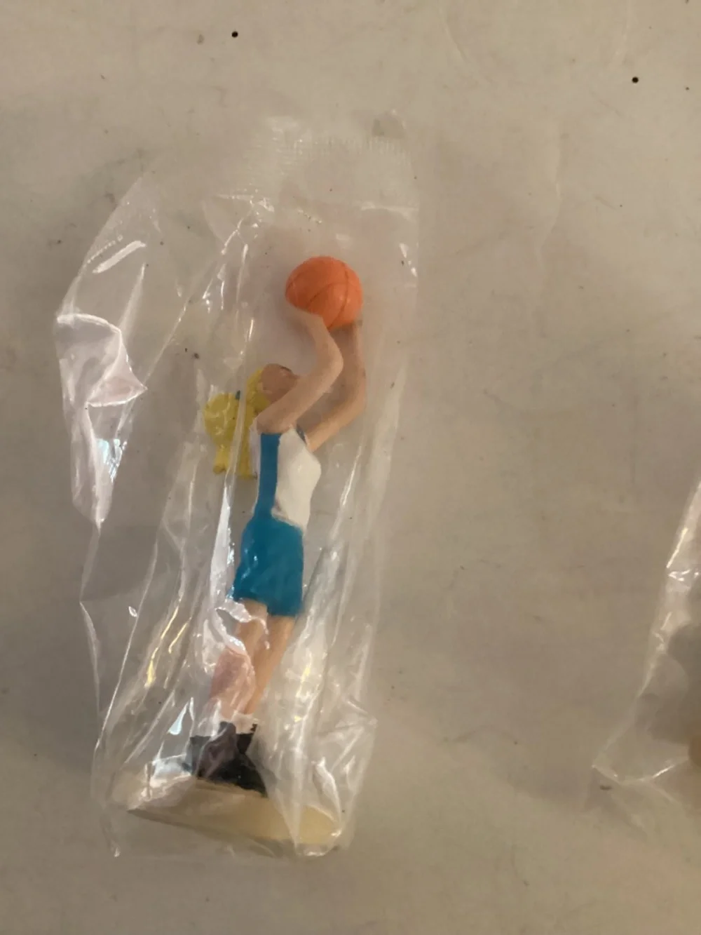 Vintage set of 2 girl basketball detailed plastic cake toppers